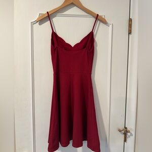 Rosie Harlow Red Spaghetti Strap Scallop Neckline A-Line Dress - Size Small